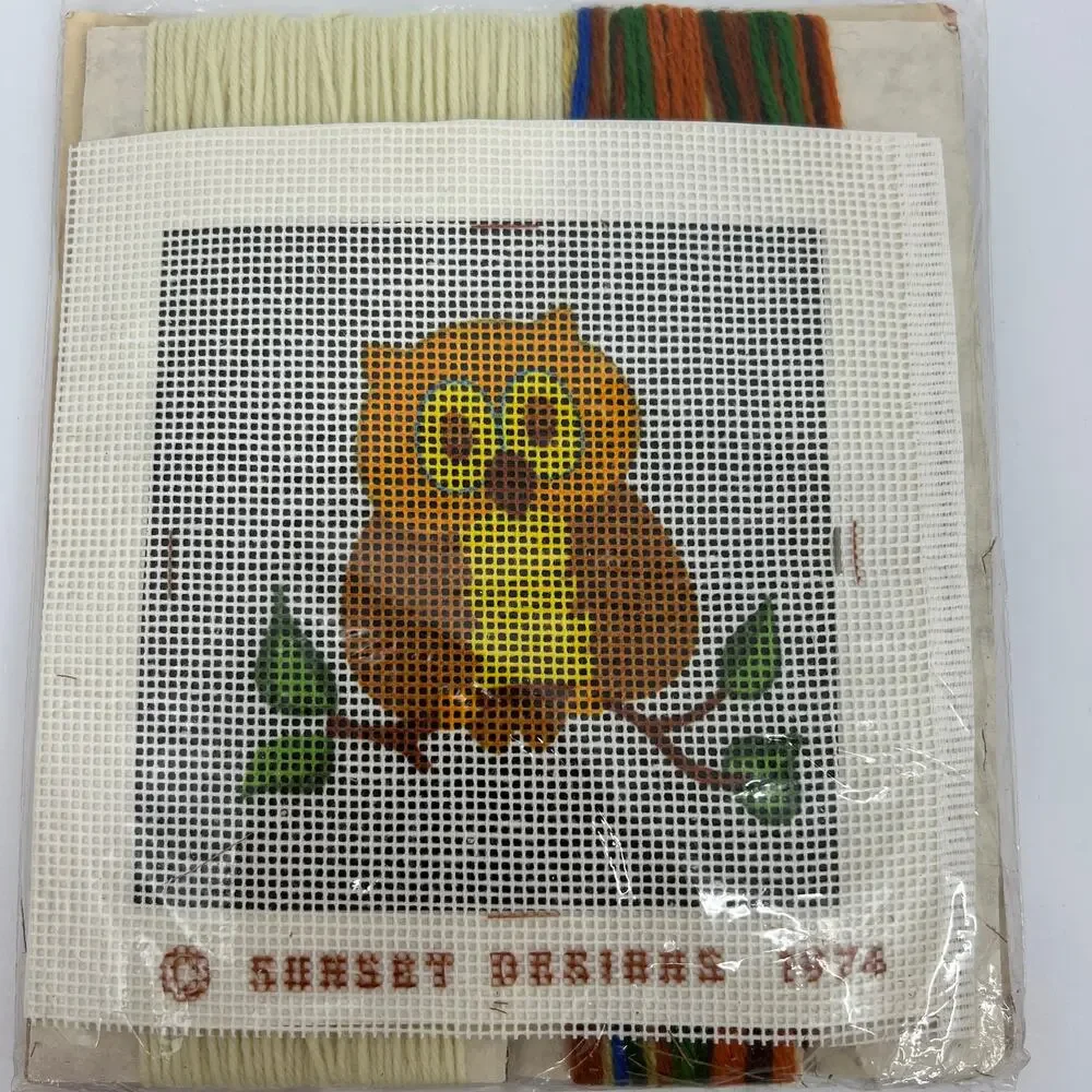 Sunset Designs OWL Needle Pointers Vintage 1974 #5403 Kit Complete Sealed